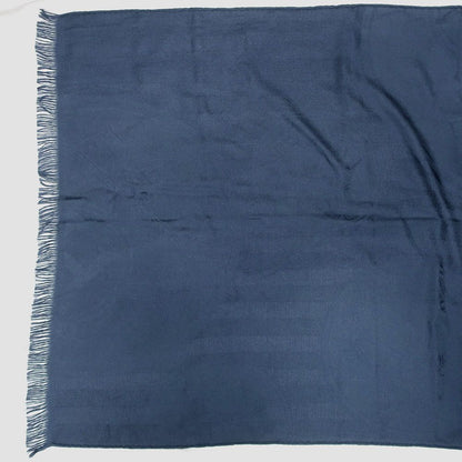 Hermes Shawl New Libris Navy Cashmere Silk Scarf Fringe Large — view 3