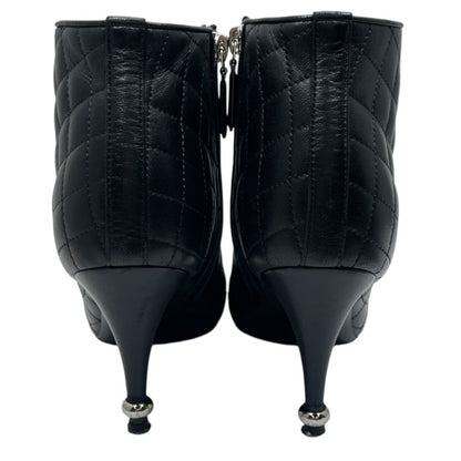 Chanel Short Boots CC Logo Quilted Lambskin Black Shoes Casual — view 5