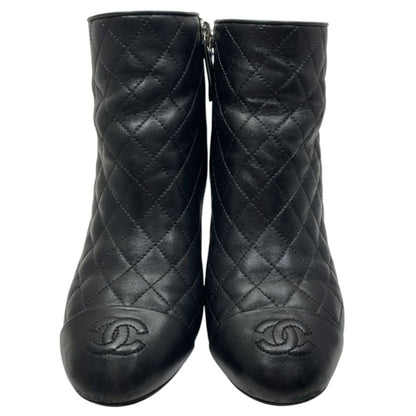 Chanel Short Boots CC Logo Quilted Lambskin Black Shoes Casual — view 2