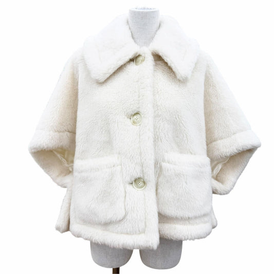 Max Mara Teddy Bear Alpaca Silk Blend Neuterzo Poncho White