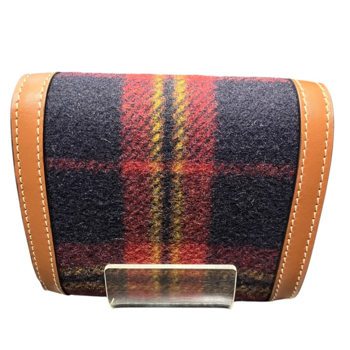 Celine Triomphe Small Flap Wallet Tartan Check Trifold Wool Leather — view 2