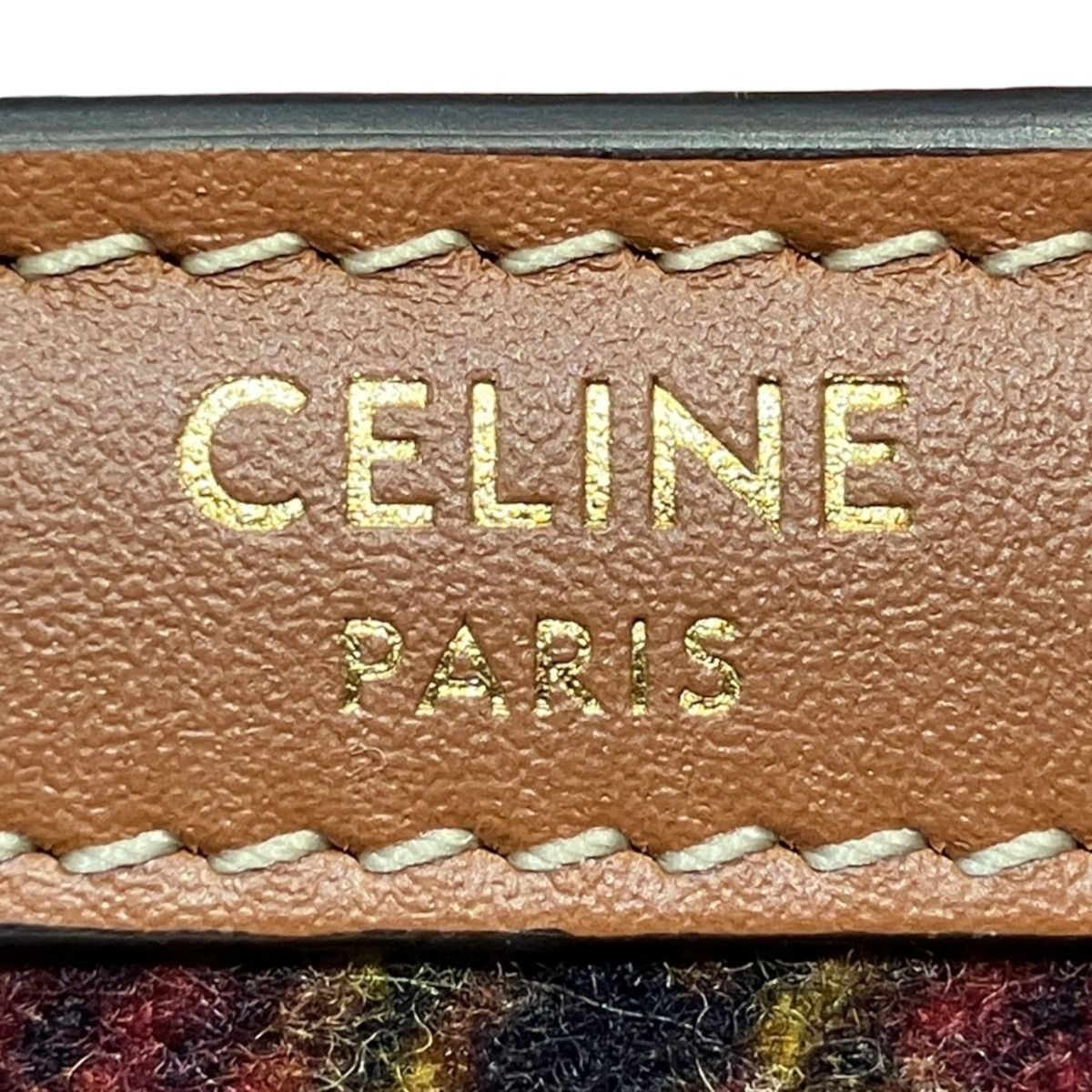 Celine Triomphe Small Flap Wallet Tartan Check Trifold Wool Leather — view 4
