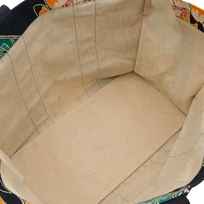 Hermes Tote Large Beach Shoulder Bag Savannah Dance Canvas Dark Navy Multicolor — view 7