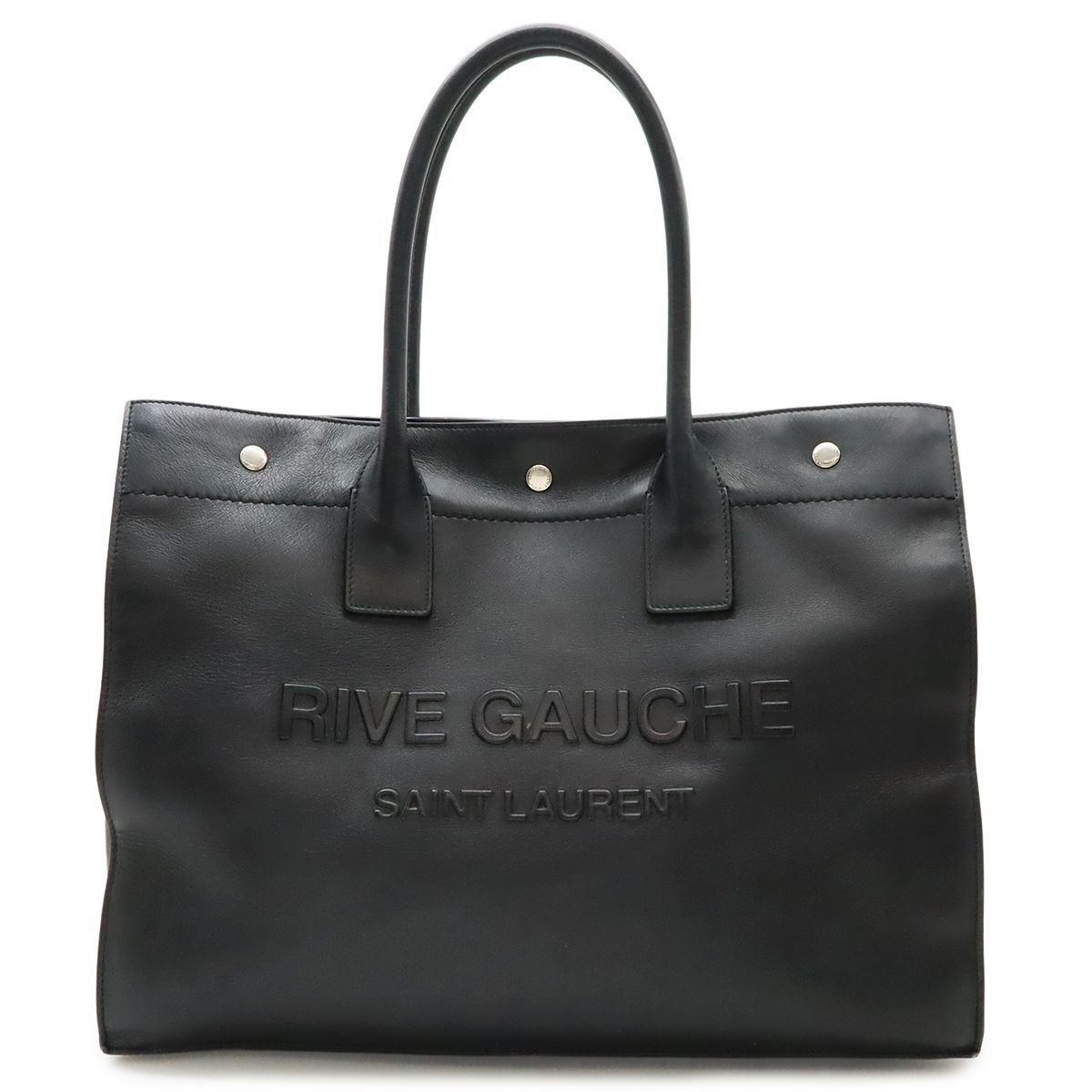 Saint Laurent Paris YSL Rive Gauche Tote Shoulder Bag Leather Black