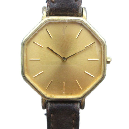 Saint Laurent 2200 Watch Quartz Leather Strap Gold