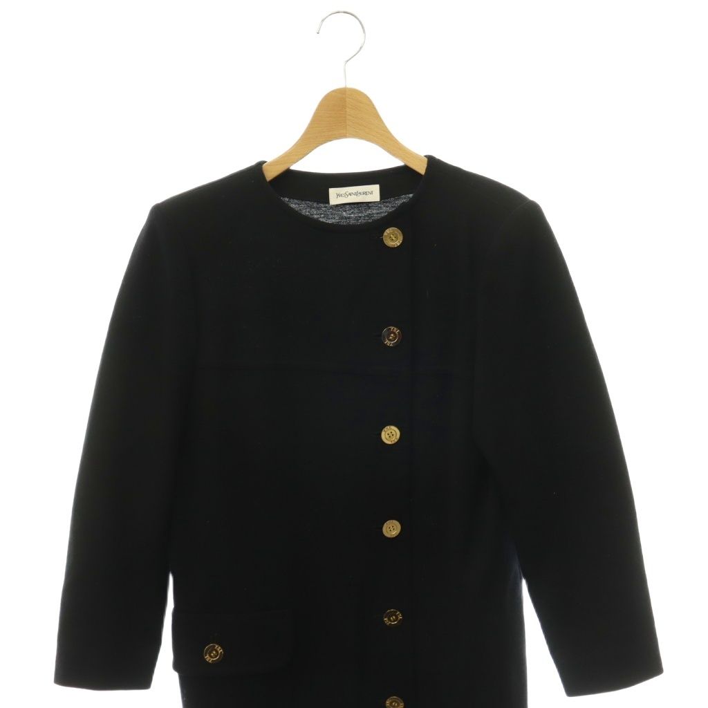 Saint Laurent Cardigan Long Sleeve Crew Neck Wool Black M — view 3