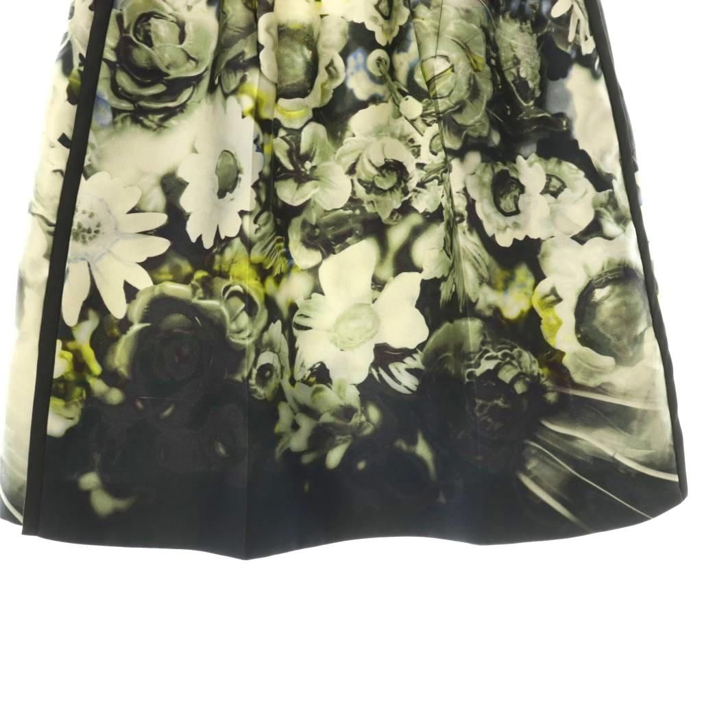 Prada Silk Skirt Mini Flare Floral Pattern All Over Print Black Multicolor 38 — view 5