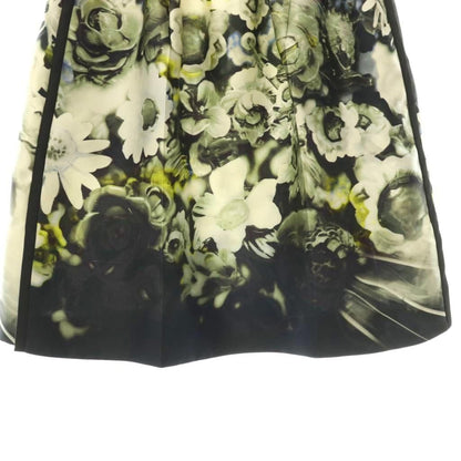 Prada Silk Skirt Mini Flare Floral Pattern All Over Print Black Multicolor 38 — view 5