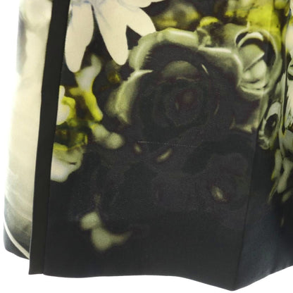 Prada Silk Skirt Mini Flare Floral Pattern All Over Print Black Multicolor 38 — view 7