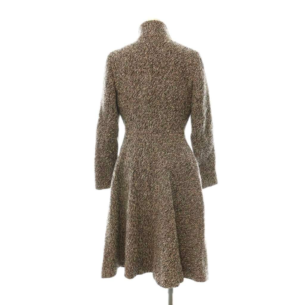 Prada Coat Wool Tweed Pattern Long Black Pink 38 — view 2