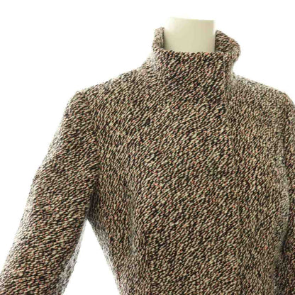 Prada Coat Wool Tweed Pattern Long Black Pink 38 — view 5