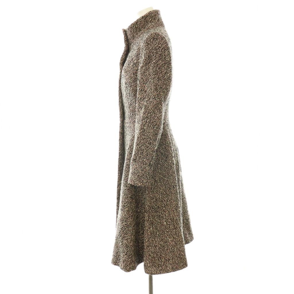 Prada Coat Wool Tweed Pattern Long Black Pink 38 — view 3