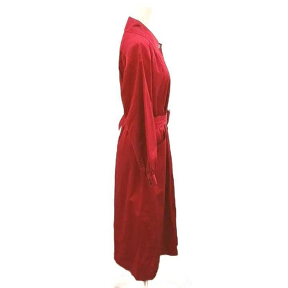 Saint Laurent Spring Coat with Collar Long Sleeve Belt Red — view 3