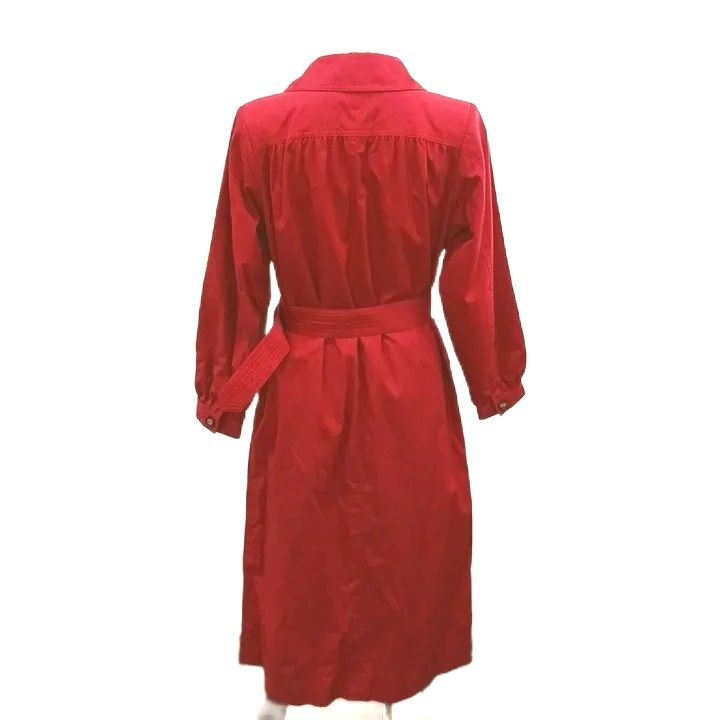 Saint Laurent Spring Coat with Collar Long Sleeve Belt Red — view 2