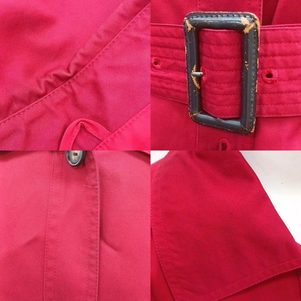 Saint Laurent Spring Coat with Collar Long Sleeve Belt Red — view 8