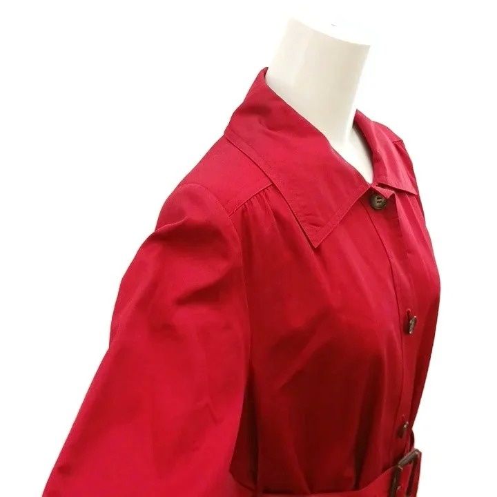 Saint Laurent Spring Coat with Collar Long Sleeve Belt Red — view 4