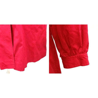 Saint Laurent Spring Coat with Collar Long Sleeve Belt Red — view 6