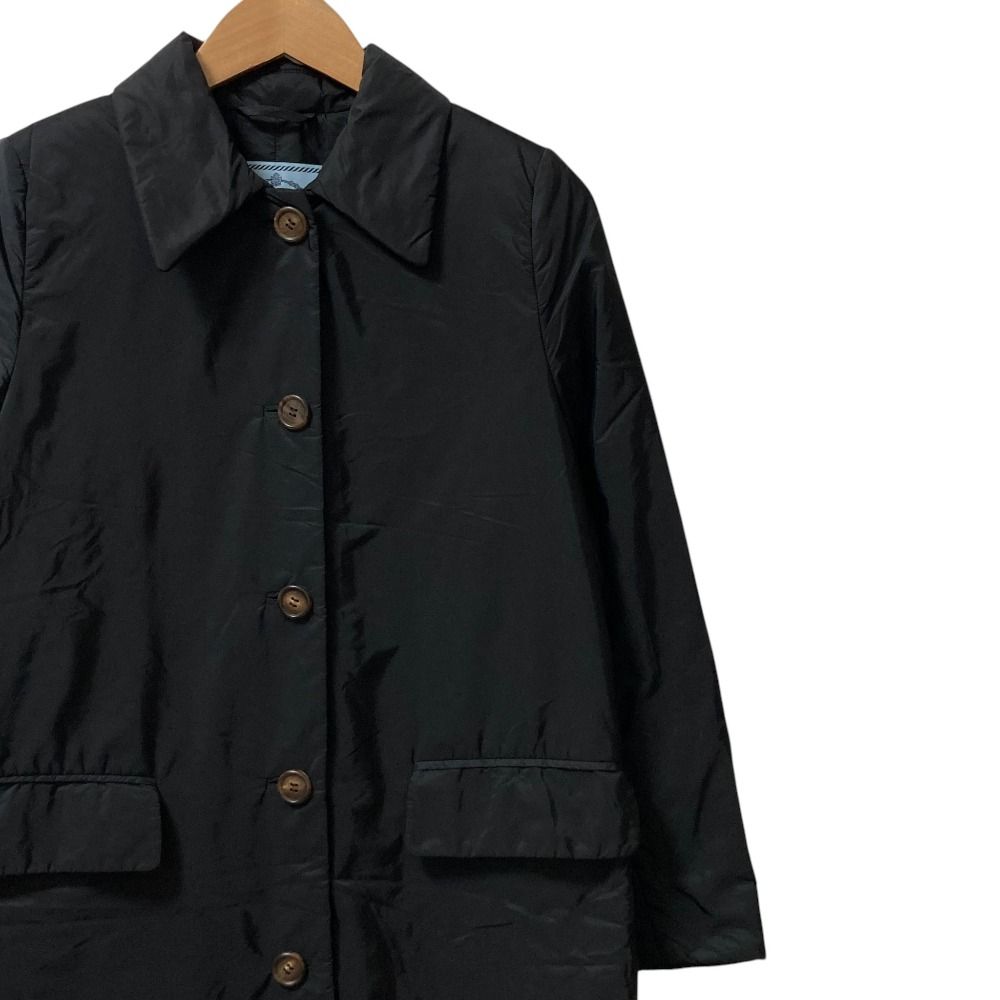 Prada Nylon Padded Soutien Collar Coat Black Fall Winter 38 — view 2