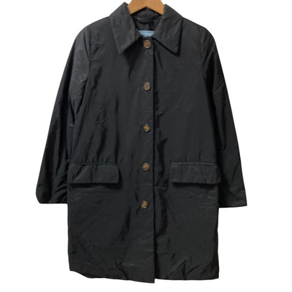 Prada Nylon Padded Soutien Collar Coat Black Fall Winter 38