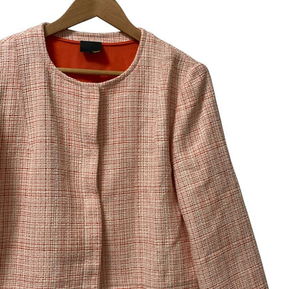 Fendi Tweed Collarless Jacket White Orange Stand Collar Spring Summer Fall 48 — view 2