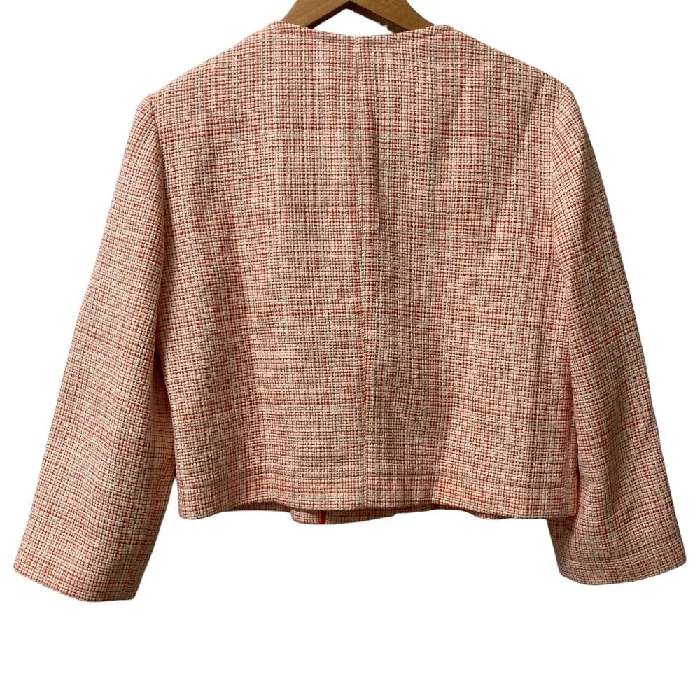 Fendi Tweed Collarless Jacket White Orange Stand Collar Spring Summer Fall 48 — view 3