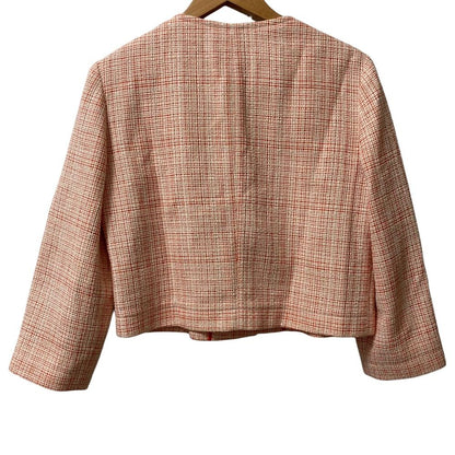 Fendi Tweed Collarless Jacket White Orange Stand Collar Spring Summer Fall 48 — view 3