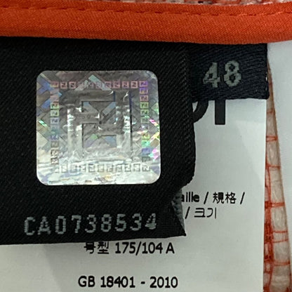 Fendi Tweed Collarless Jacket White Orange Stand Collar Spring Summer Fall 48 — view 7