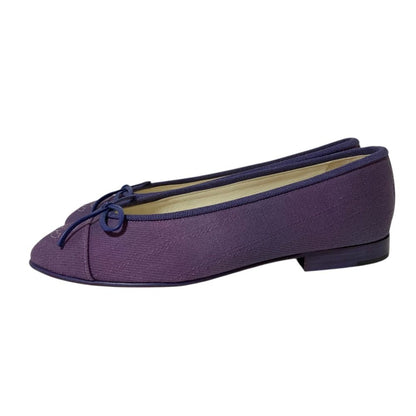 Chanel CC Logo Ribbon Ballerina Flat Pumps Ballet Shoes Purple Spring — view 2