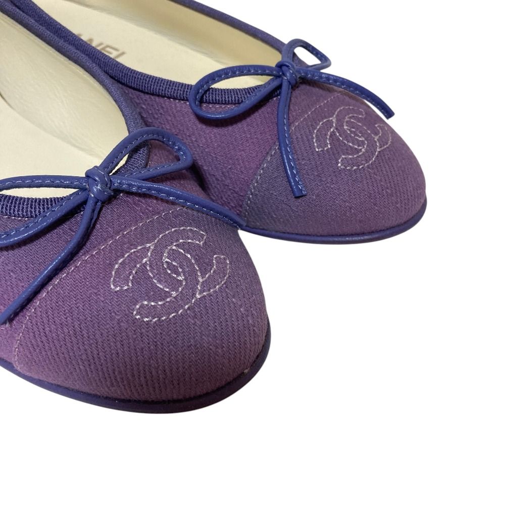 Chanel CC Logo Ribbon Ballerina Flat Pumps Ballet Shoes Purple Spring — view 6