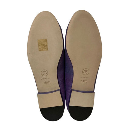 Chanel CC Logo Ribbon Ballerina Flat Pumps Ballet Shoes Purple Spring — view 5