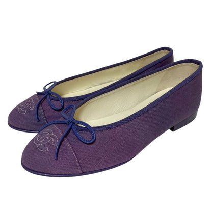 Chanel CC Logo Ribbon Ballerina Flat Pumps Ballet Shoes Purple Spring