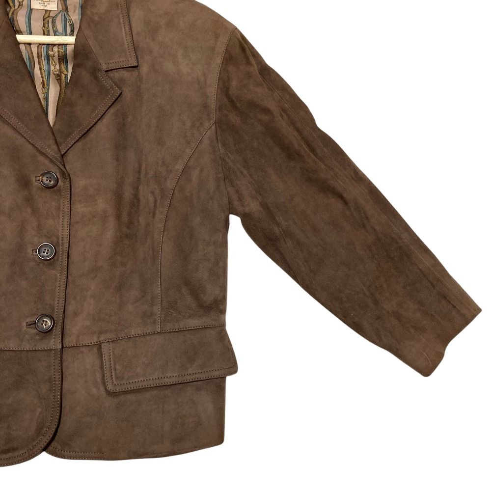 Gucci Vintage Lining Belt Pattern Deerskin Jacket Skirt Set Brown Set Spring 44 — view 4