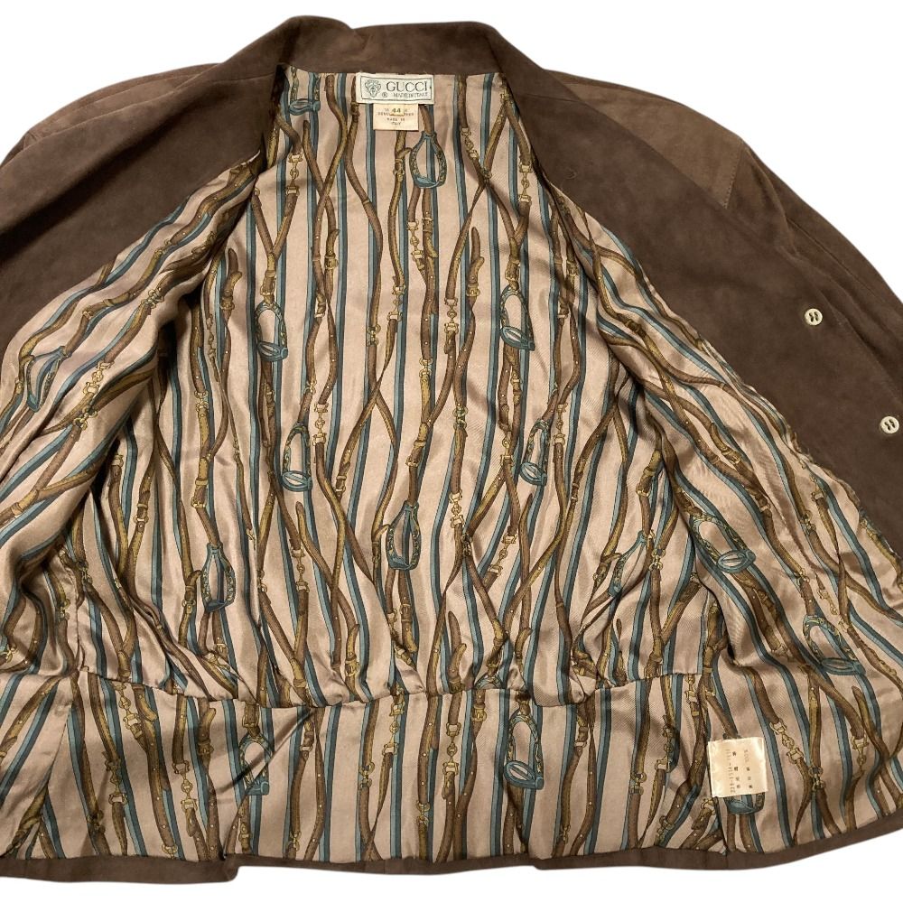 Gucci Vintage Lining Belt Pattern Deerskin Jacket Skirt Set Brown Set Spring 44 — view 5