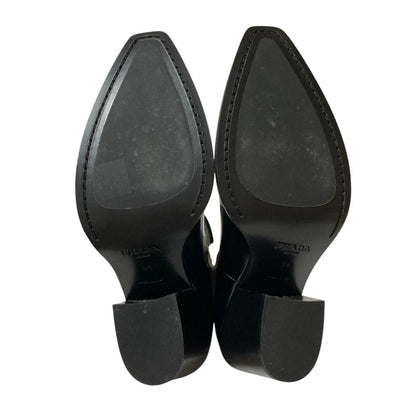 Prada Chunky Heel Mary Jane Leather Pumps Black Spring Summer Fall Winter — view 5
