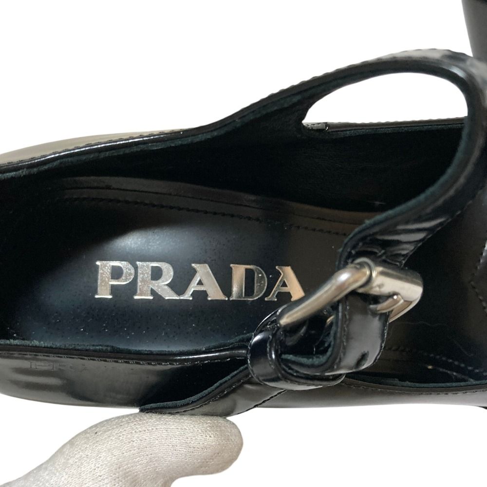 Prada Chunky Heel Mary Jane Leather Pumps Black Spring Summer Fall Winter — view 8