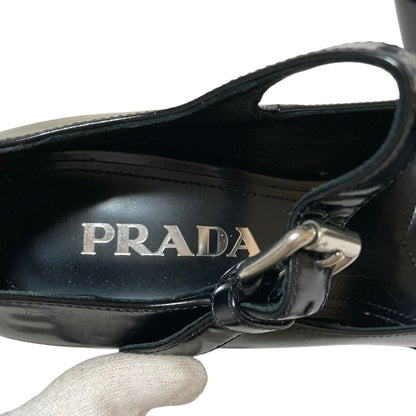 Prada Chunky Heel Mary Jane Leather Pumps Black Spring Summer Fall Winter — view 8