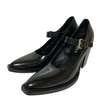 Prada Chunky Heel Mary Jane Leather Pumps Black Spring Summer Fall Winter