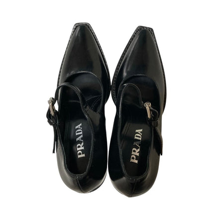 Prada Chunky Heel Mary Jane Leather Pumps Black Spring Summer Fall Winter — view 4