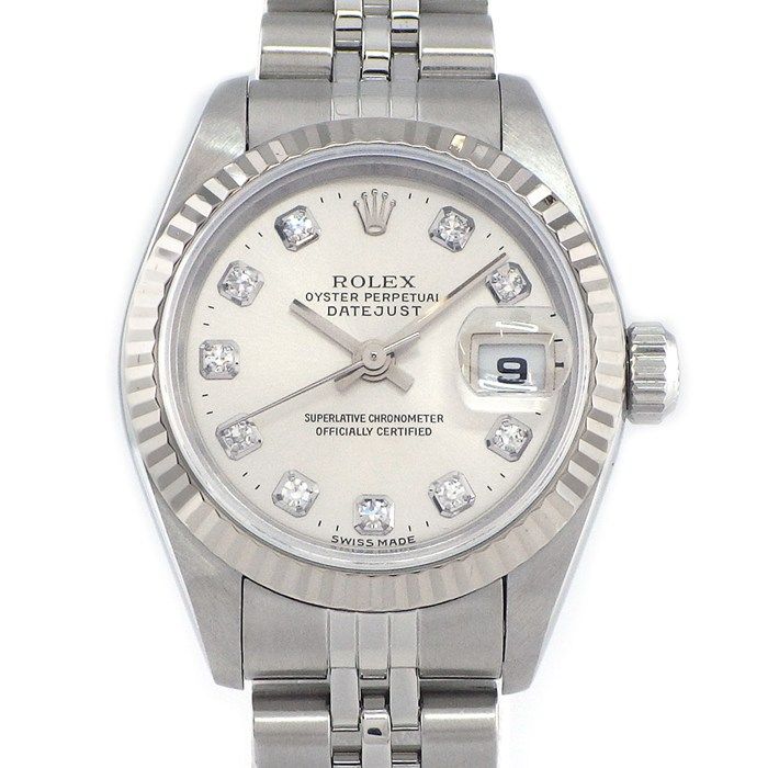 Rolex Watch Datejust Diamond Index Silver Dial Date 18k White Gold SS Automatic