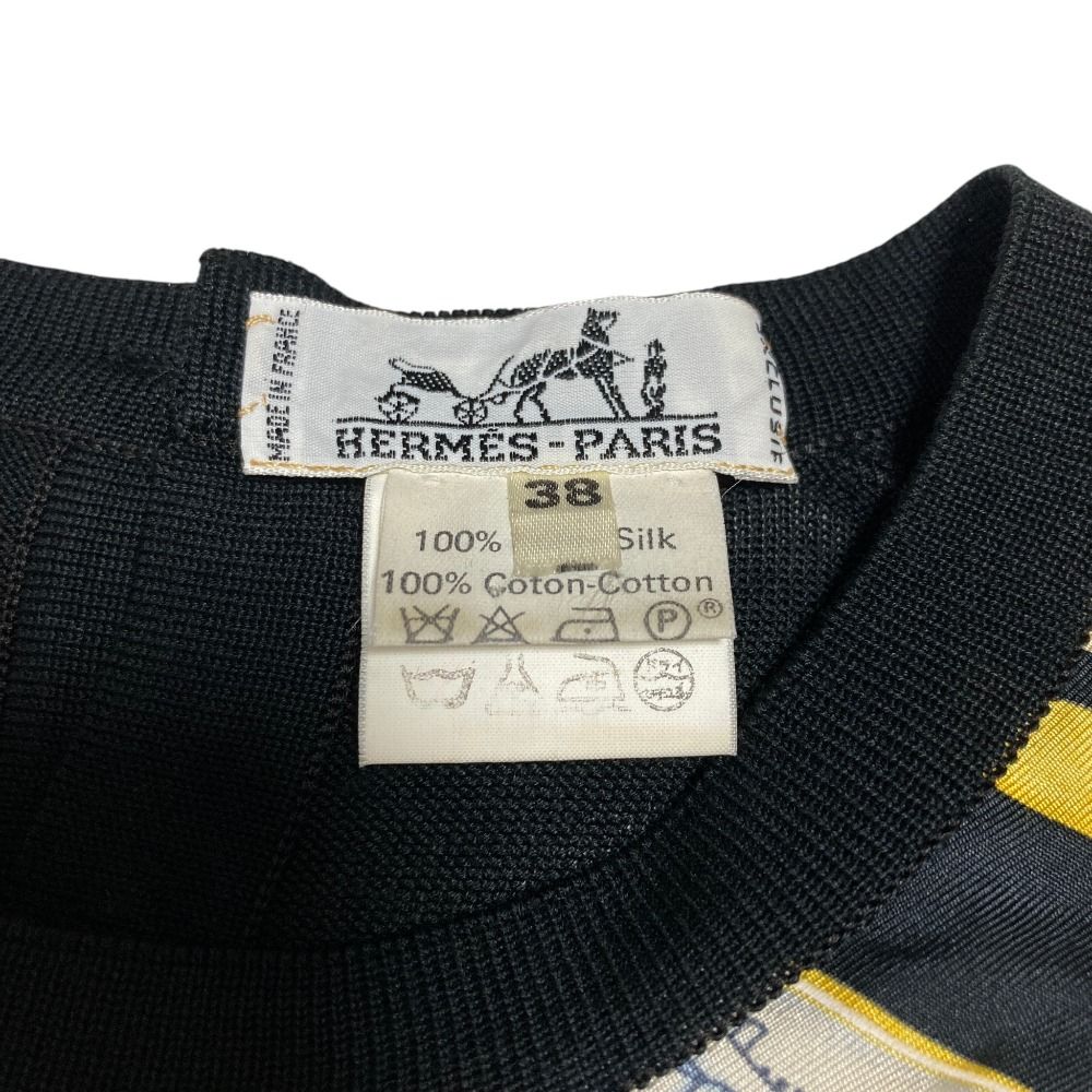 Hermes Dream Space Scarf Short Sleeve Knit Black Spring Summer Sweater 38 — view 5