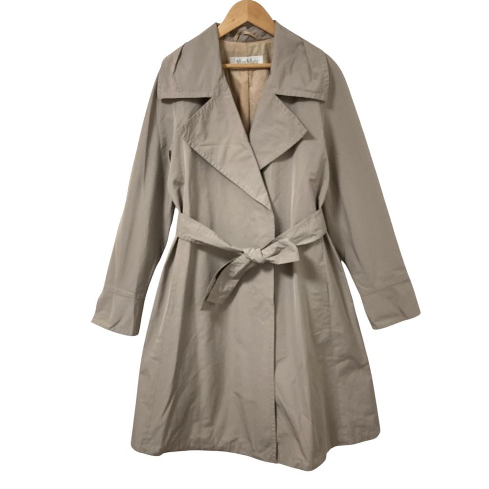 Max Mara Stitch Design Nylon Coat Greige Jacket Fall Winter 38