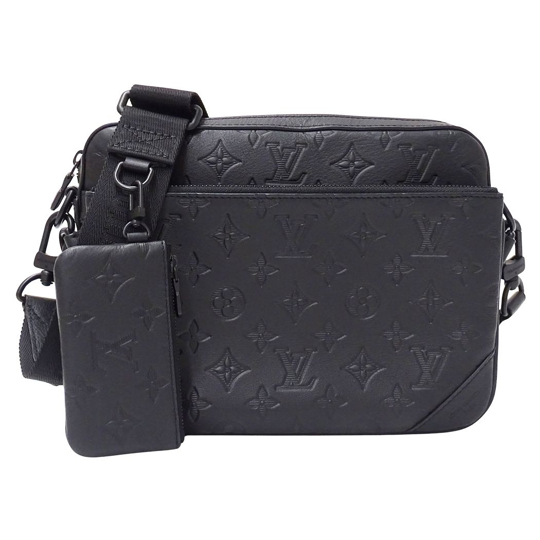 Louis Vuitton Monogram Shadow Shoulder Bag Trio Messenger Noir Black