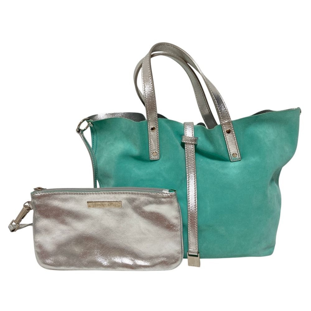 Tiffany & Co Reversible Tote Bag Blue Silver Colored