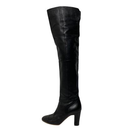 Chanel CC Logo Leather Knee High Boots Long Black Fall Winter — view 3