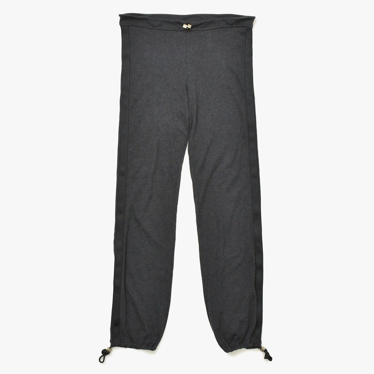 Chanel Pants Sweatpants Sports Line Side Cotton Gray Black Silver