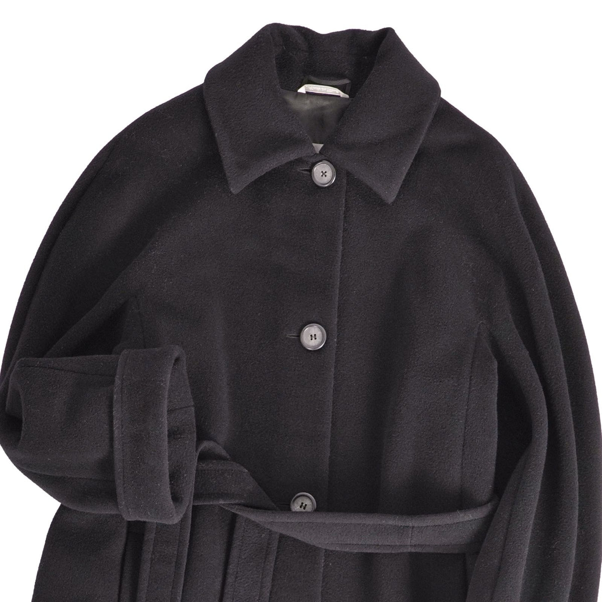 Max Mara Coat Long with Belt Wool Black — view 2