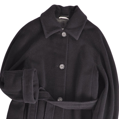 Max Mara Coat Long with Belt Wool Black — view 2