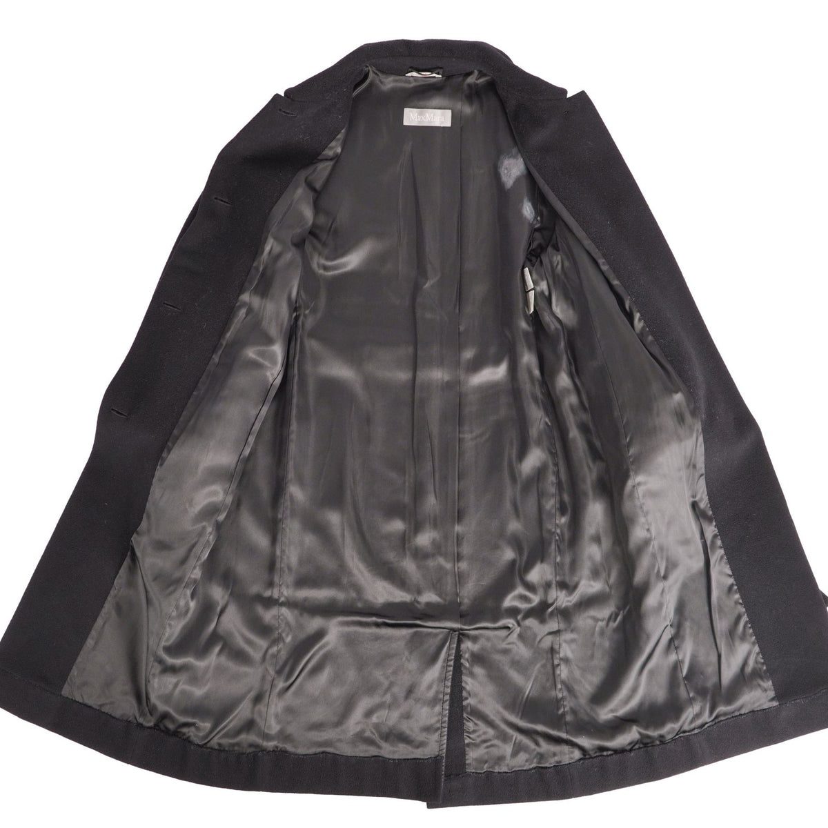 Max Mara Coat Long with Belt Wool Black — view 7