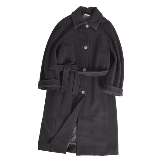 Max Mara Coat Long with Belt Wool Black