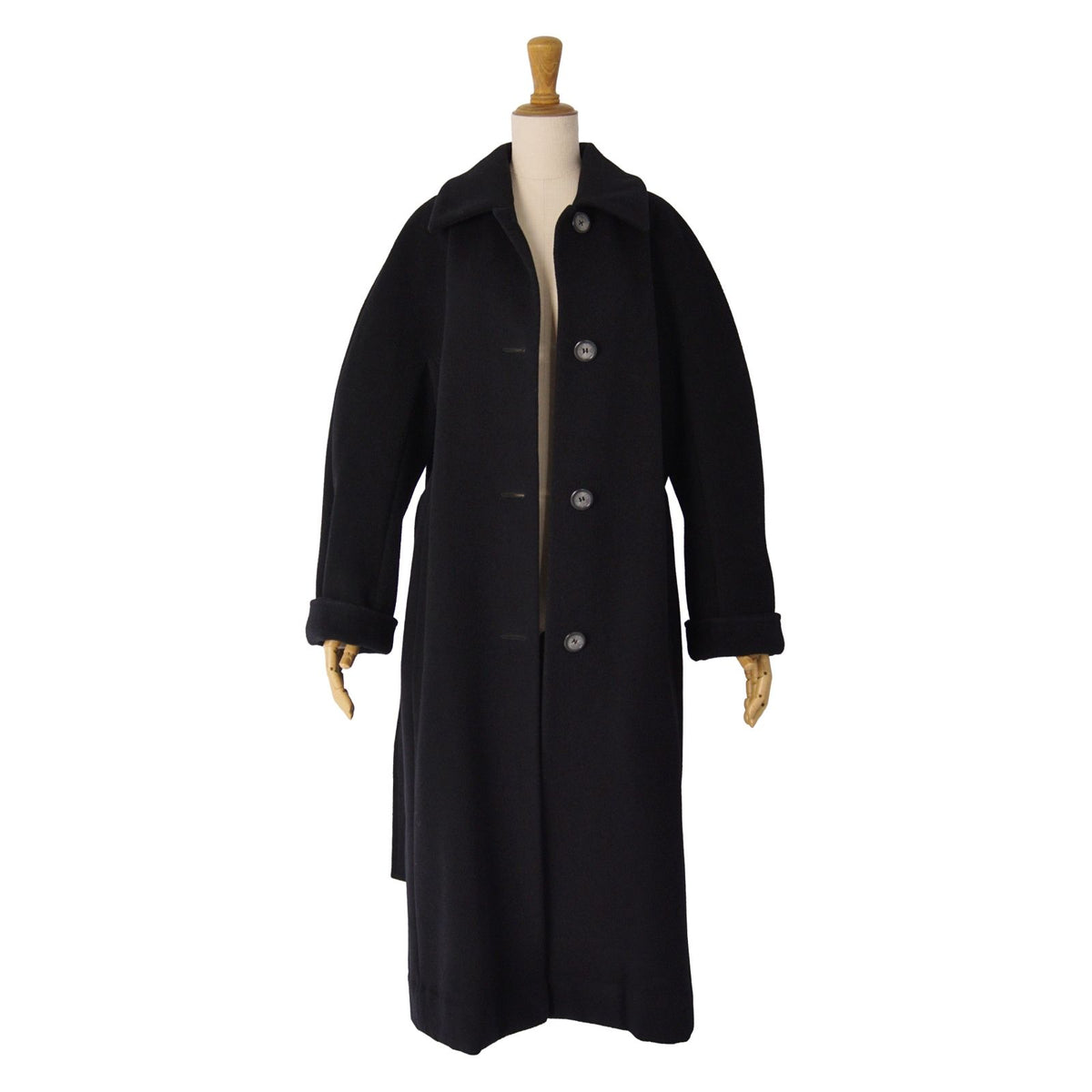 Max Mara Coat Long with Belt Wool Black — view 4